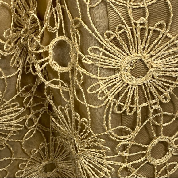 TIA CIBANI tan khaki trench crochet wicker coat - Picture 6 of 10